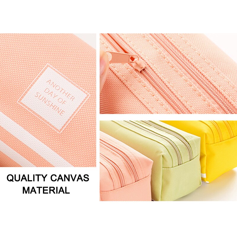 Preciosa cartuchera para niñas, bolsa de almacenamiento de bolígrafo, 2 compartimentos, maquillaje, monedero para mujer PUO88