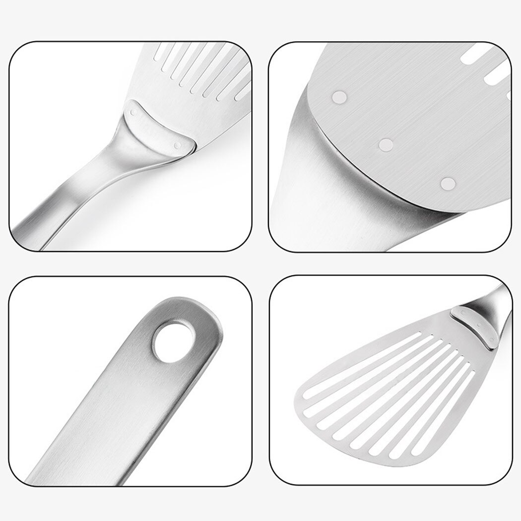 1PC Silver Cooking Spatula Fish Spatula Stainless Steel Slotted Spatula Slotted Turner BBQ Grill Tool Kitchen Accessories