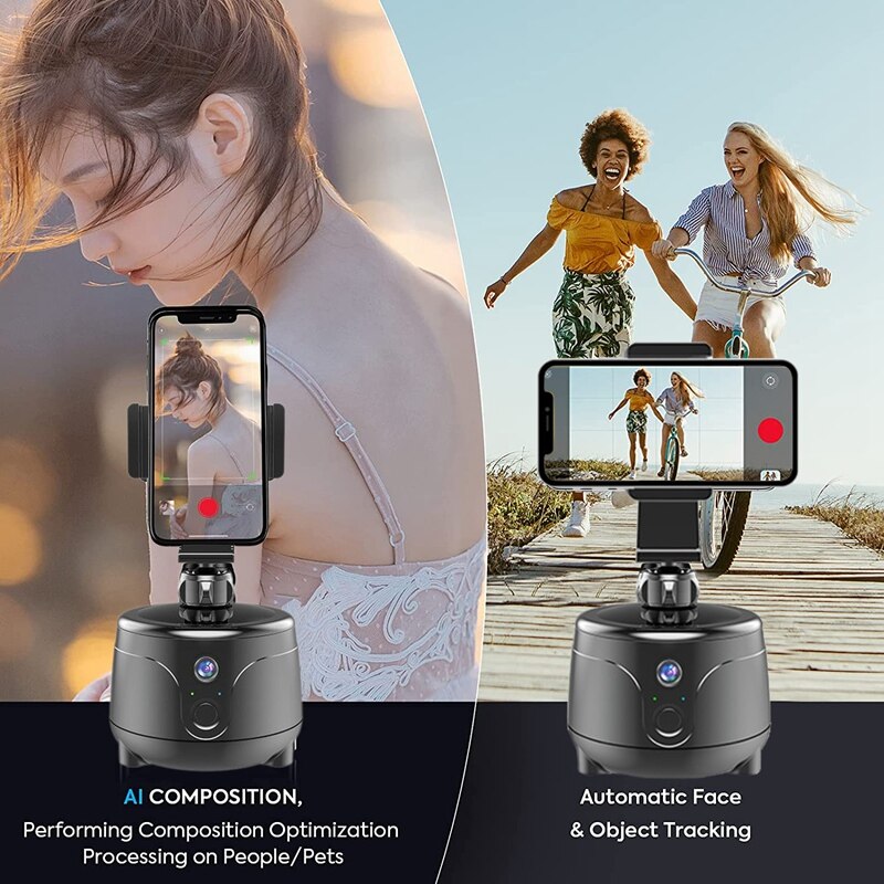 Tragbare, intelligente handyhalterung mit gesichts- und objekterkennung, rotationsverfolgung und kamerahalterung für vlog-live-videoaufnahmen