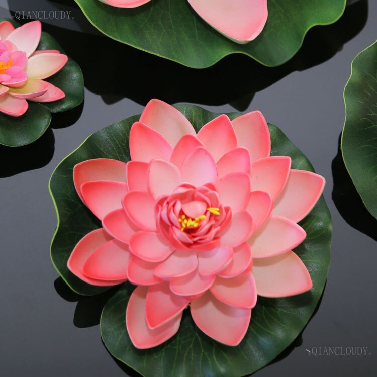 Kunstmatige Roze Lotus Bladeren bloemen Waterlelie Drijvende Zwembad vijver bloemen waterdichte huis tuin Planten Bruiloft decoratie D24: B12