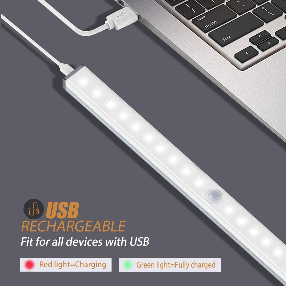 LED veilleuse capteur de mouvement armoire lampe USB Rechargeable placard nuit lampes pour garde-robe cuisine chambre étape éclairage