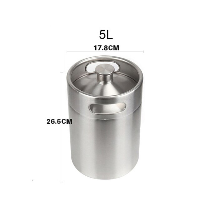 2/3.6/5L Rvs Mini Biervat Onder Druk Growler Voor Craft Bier Dispenser Bar Gereedschap Huishoudelijke Brouwen Jug: 5L