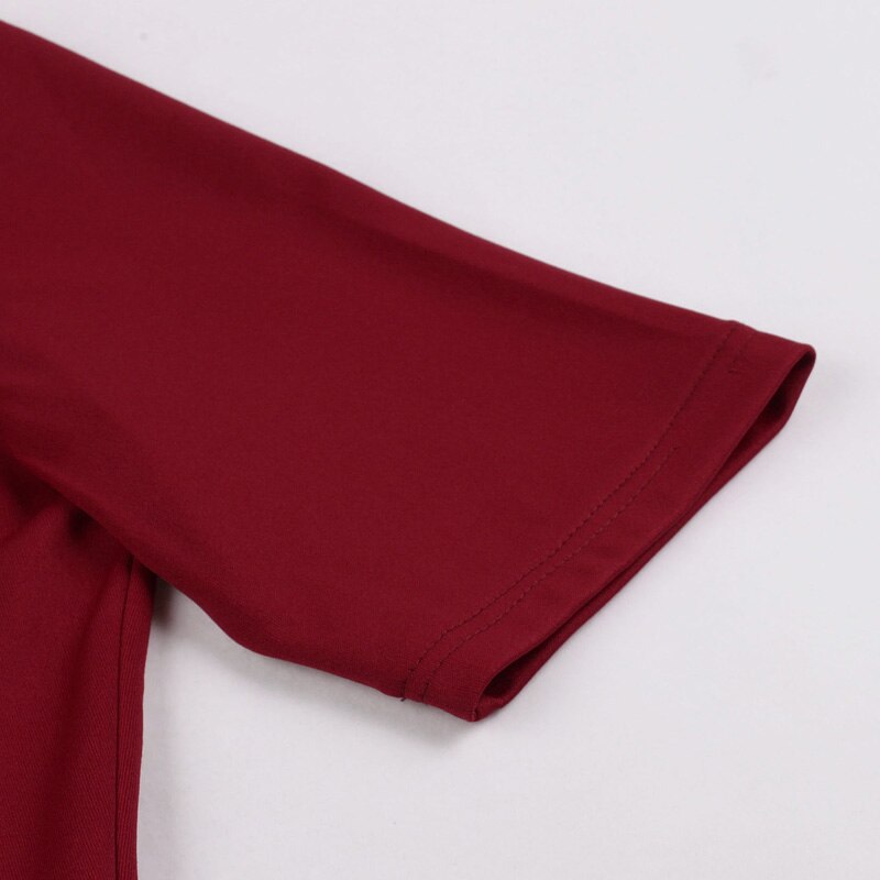 Tonval Twist soporte cuello recorte frente rojo sólido Vintage ocio vestido manga corta una línea de verano mujeres elegantes vestidos