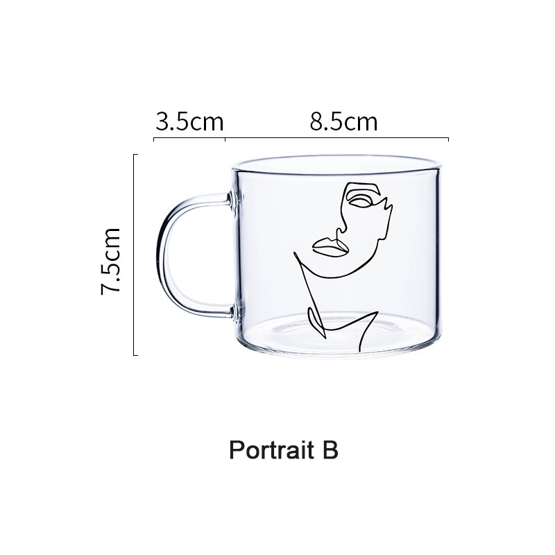 Drinken Glasse Hart Engels Mok Koffie Beker Met Handvat Portret Paar Ontbijt Melk Sap Koud Brinkware Bier Kawaii Mok: Portrait B