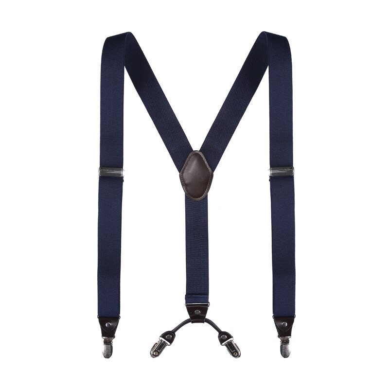 Style 3.5cm y-form 4 klips seler herre seler suspensorio masculino til mand eller kvinde: Marine blå