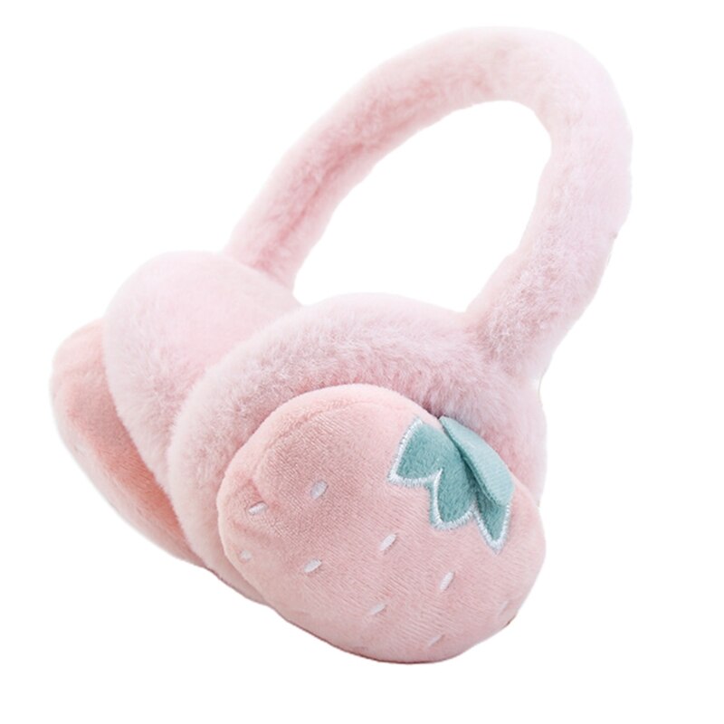 D0LF Ear Warmers For Kids Pink Strawberry Ear Muffs Girl Cute Plush Warm Soft Fluffy Cute Winter Warm Earmuff Ear Muffs