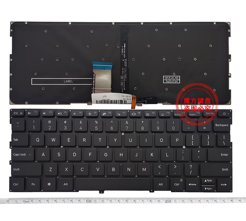 Laptop US Keyboard Backlight for Xiaomi MI AIR 13.3 Inch 161301 TM1704 TM1703 TM1613R TM1604 Silver Black: black