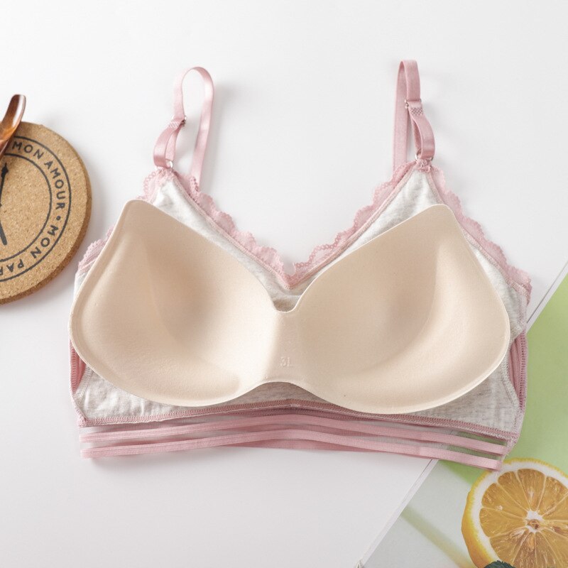 Unge piger træning bh bomuld blonder strikning teenage piger undertøj sport yoga bralette kvinder lille vest tank top en størrelse