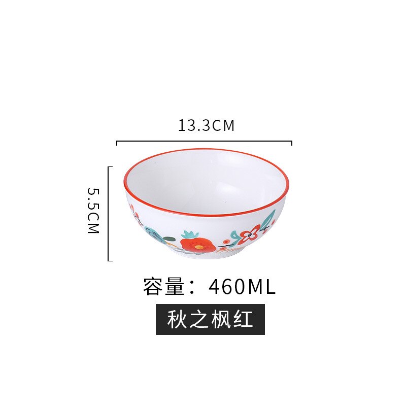 Ceramic Tableware Set Compartment Tray Children's Food Dispatch Disk Breakfast Plate Household Dinner Plates Separated Plate Set: autumn bowl