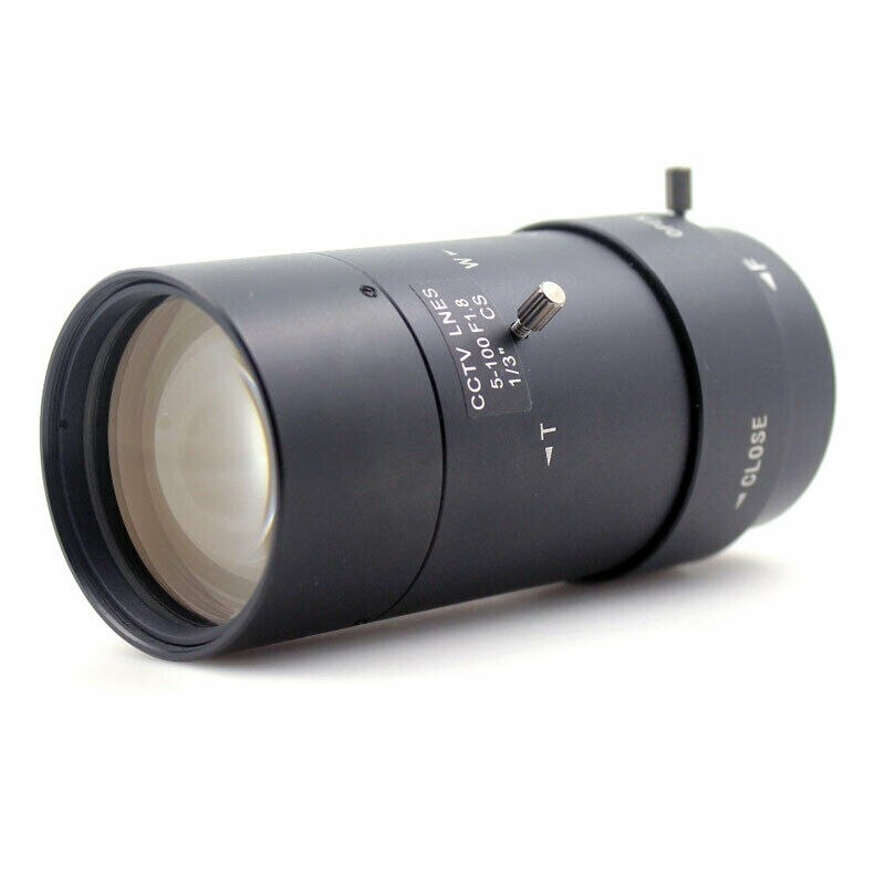 5-100mm CCTV Lens,CS F1.8 Lens,1/3" Manual Iris & Focal Length Lens,Varifocal Zoom CS-Mount Lens for Security CCTV Camera