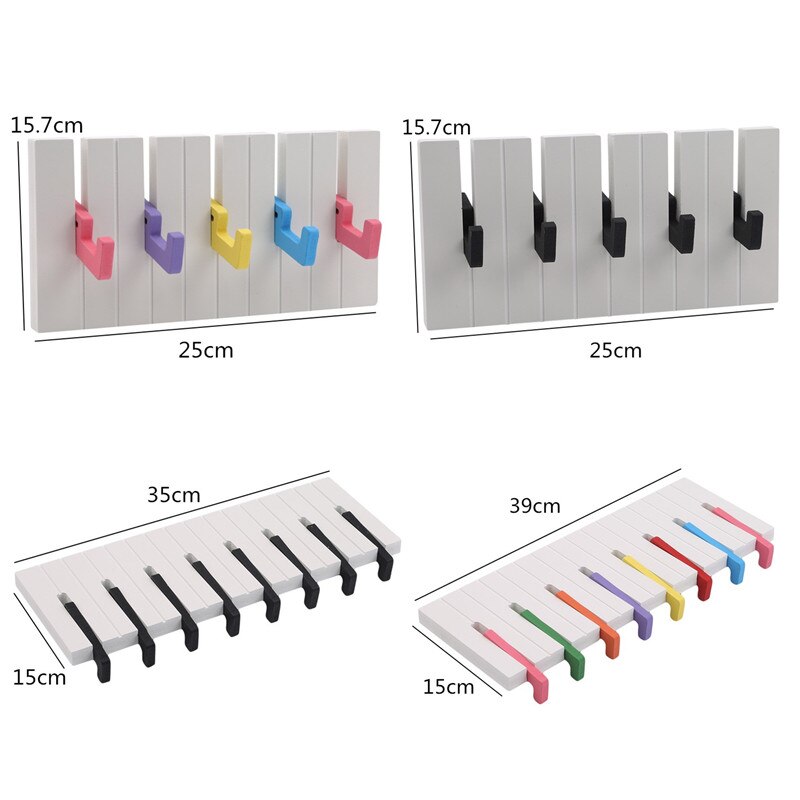 Kapstok Haak Houten Piano Stijl Kleur Muur Opknoping Decoratie Rack Magnetische Hanger Sleutelhanger Opslag Haak