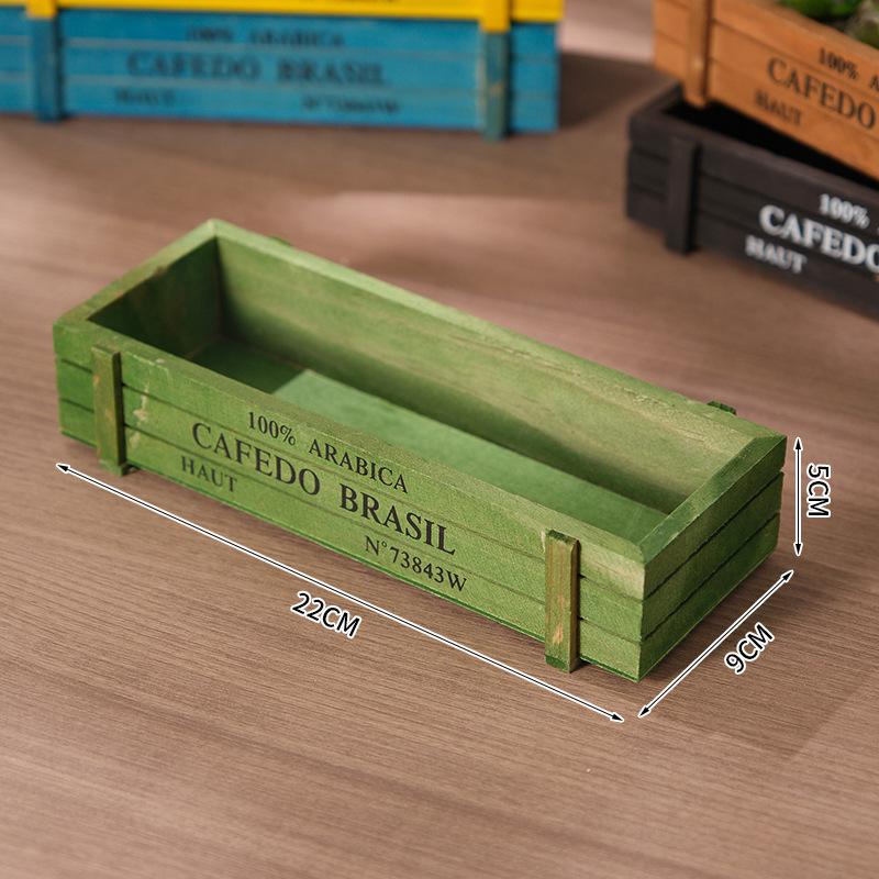 Retro Garden Plant Pot Vintage Wooden Storage Box For Sundries Stationery Pen Box Succulents Flower Pots Balcony Home Decoration: PURPLE
