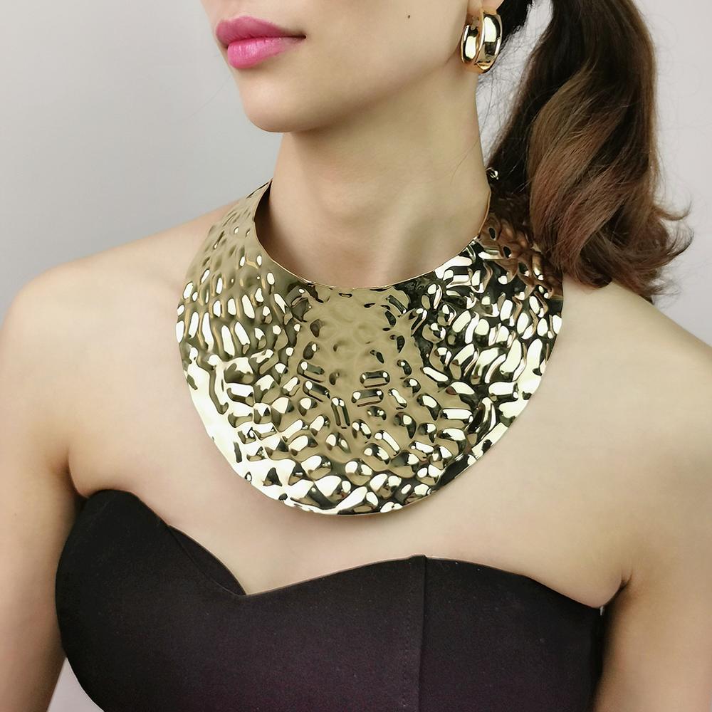 MANILAI Punk Alloy Torque Choker Necklaces For Women Maxi Jewelry Big Collar Statement Necklace Collier Femme
