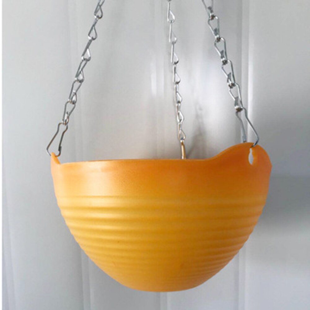 Plastic Hanging-Basket Flower Pot with Chain Home Garden Balcony Macrame Plant Hanger Planters Decor SMD66: Orange