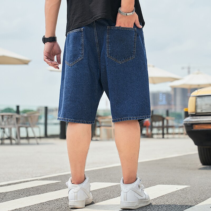 Grande Taille 44 46 48 d'été Couleur Unie Hommes Vêtements Denim Shorts Droits Lâche Respirant Confortable Jeans Cinq Points Pantalons