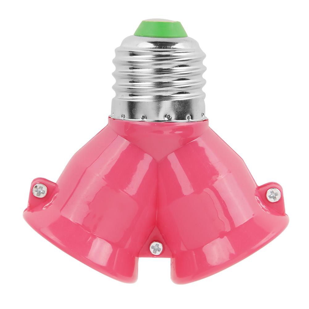 Extensor de bombilla 2 en 1, doble casquillo E27, adaptador de contacto divisor, enchufe, soporte de bombilla de luz halógena, cobre: Pink