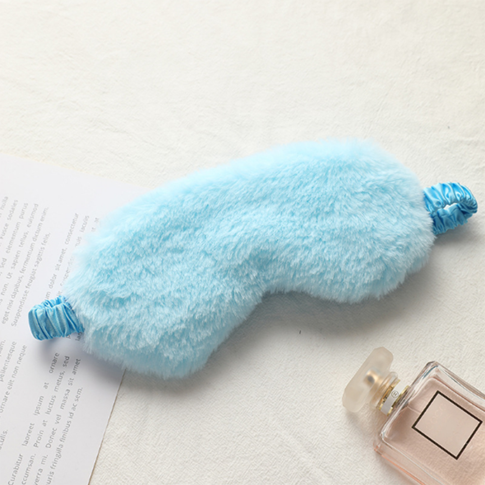 Mascarilla de felpa suave para dormir, máscara para los ojos con de nube de amor, parche de ojos, siesta, salud: Azul