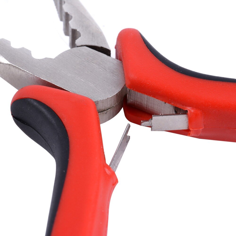 1 PS ze stali nierdzewnej czerwone proste szczypce robić mikro pierścień przedłużanie włosów wielofunkcyjne szczypce z zębami i 3 otwory