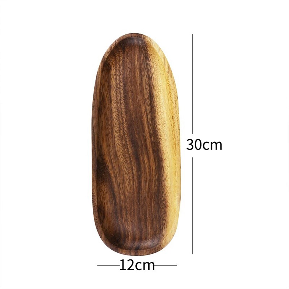 Hout Acacia Hout Servies Onregelmatige Ovale Massief Houten Fruitschaal Fruitschaal Schotel Thee Dienblad Dessert Diner Plaat Bestek