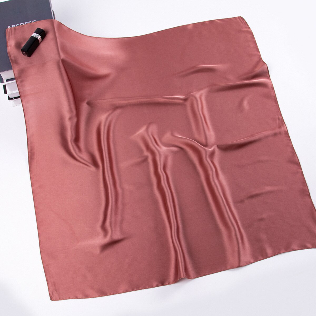 Haar Schal Für Frauen Kleine Kopftuch Feste Farben die Seide Satin- Nacken Schals Weibliche 70cm * 70cm Tasche schals Für Damen: dunkel Rosa