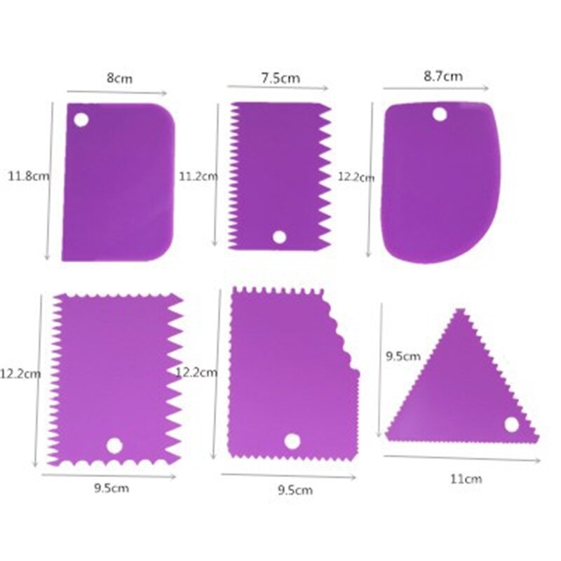 6PCS/Set Dough Cake Slicer Spatula for Cake Cream Scraper Pasty Cutters Scraper Irregular Edge DIY Smoother