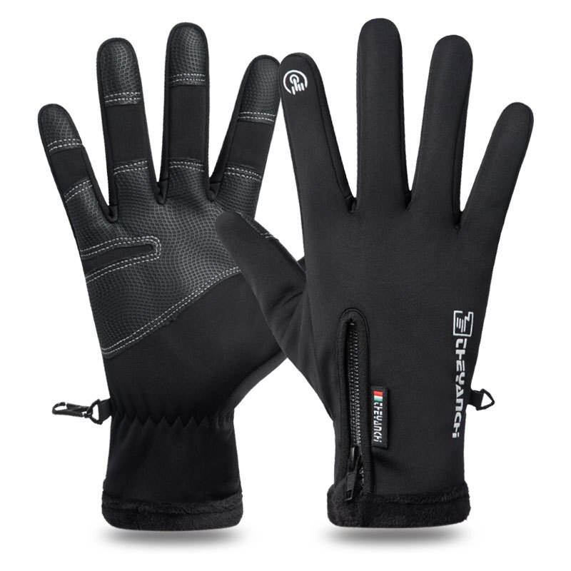 Riding Ski Gloves Winter Zipper Touch Screen Wind Protection Warm Waterproof Sports Plus Velvet Climbing Men's Ski Gloves