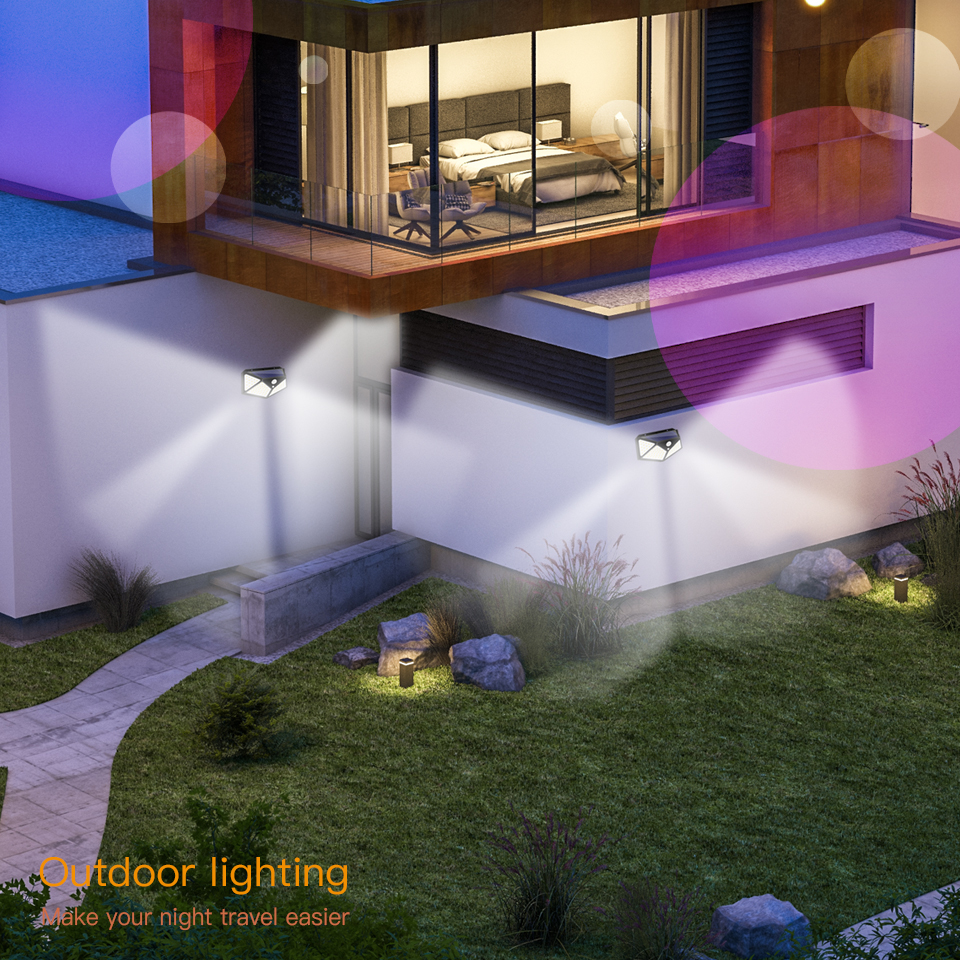 1pc chizao udendørs sollys sikkerhed 100 led 270 ° vidvinkel super lys bevægelsessensor natlys ip65 vandtæt væglampe