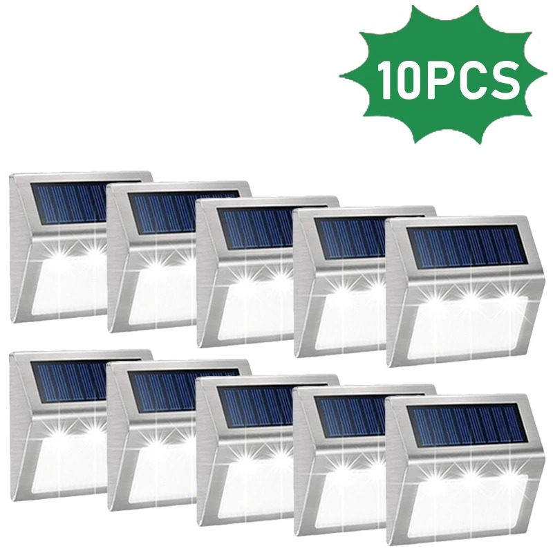 1 ~ 10 stks Solar Trapverlichting Waterdicht Yard Garden Light voor Buiten Patio Rvs Solar Lamp Outdoor Hek Decor: Zonnig Geel / 6-10W