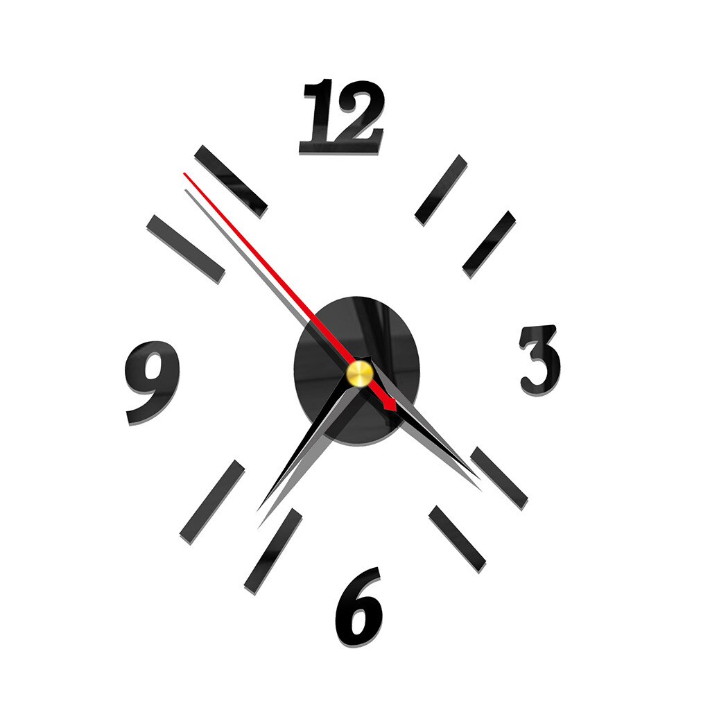 Classique 3D bricolage miroir horloge murale moderne maison salon décoration bricolage horloges ornements temps horloge murale suspendus montre D9: Default Title