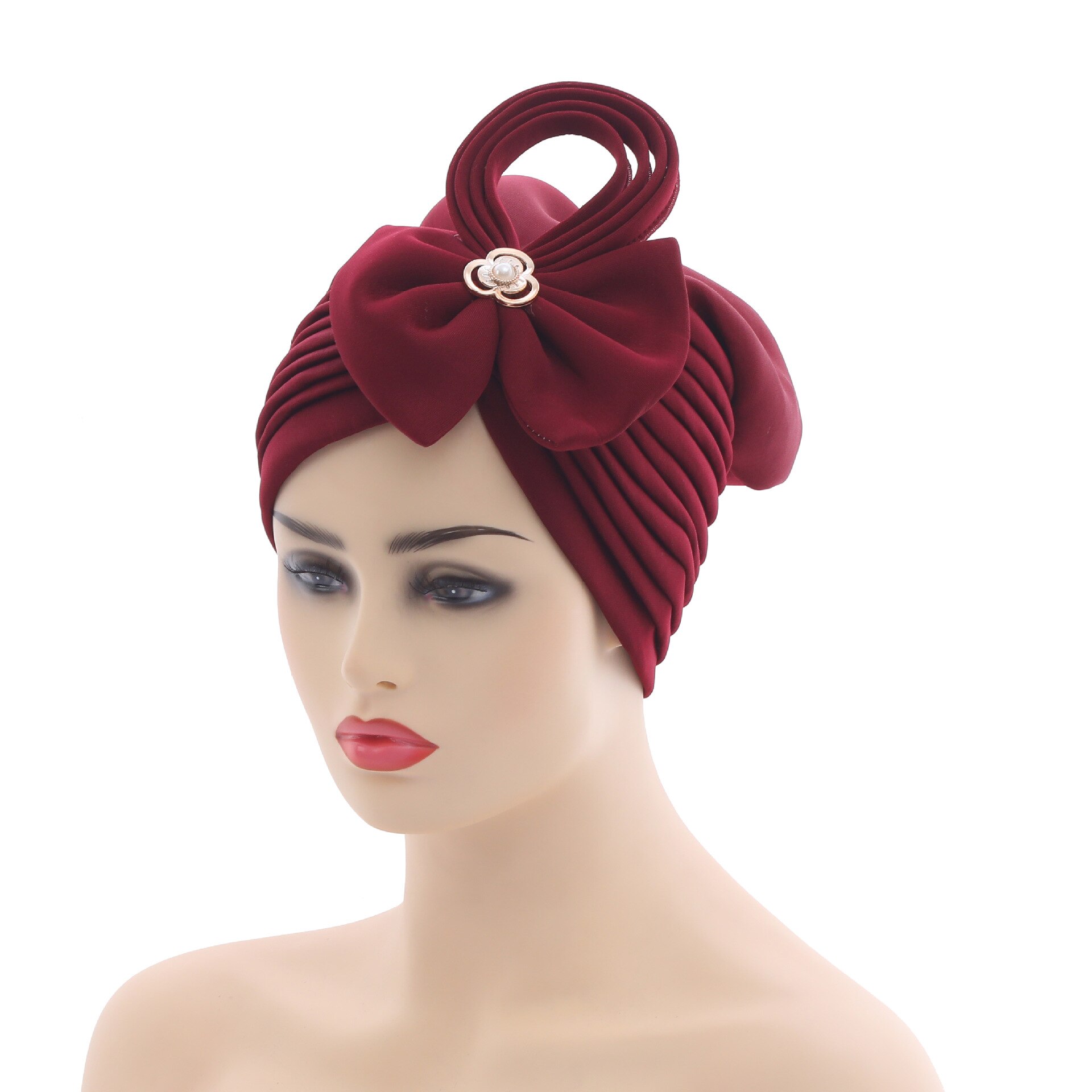 2022 neueste Nigerian Hochzeit Gele Kappe Afrikanische Auto Gele Headtie Muslimischen Turban Kappe Arabische Indien Hütte Weibliche Kopf wickeln Turbante mujer: Wein
