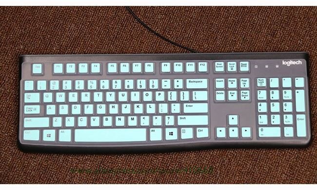 Wasserdichte Silikon Schreibtisch Tastatur Abdeckung Schutz Haut Für Logitech MK120 K120 Computer Staub Abdeckung Film: Skyblue