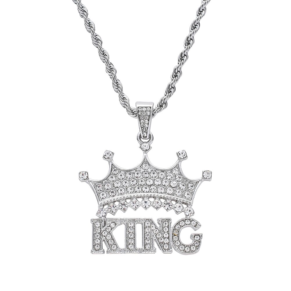 Ausverkauf 9 stile Hip Hop Kristall Cartoon Anhänger Halskette Schmuck für männer ICED OUT BLING BLING N01: N001 silver