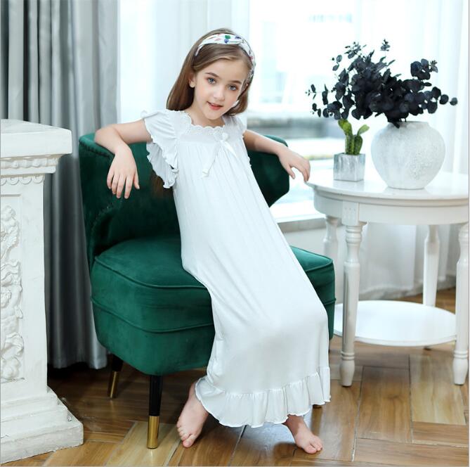 Teen Girl Nightdress Summer Girls White Cotton Sleepwear Girls Lace Nightgowns Children Clothes 3 4 5 6 8 10 Year: 3 / 120