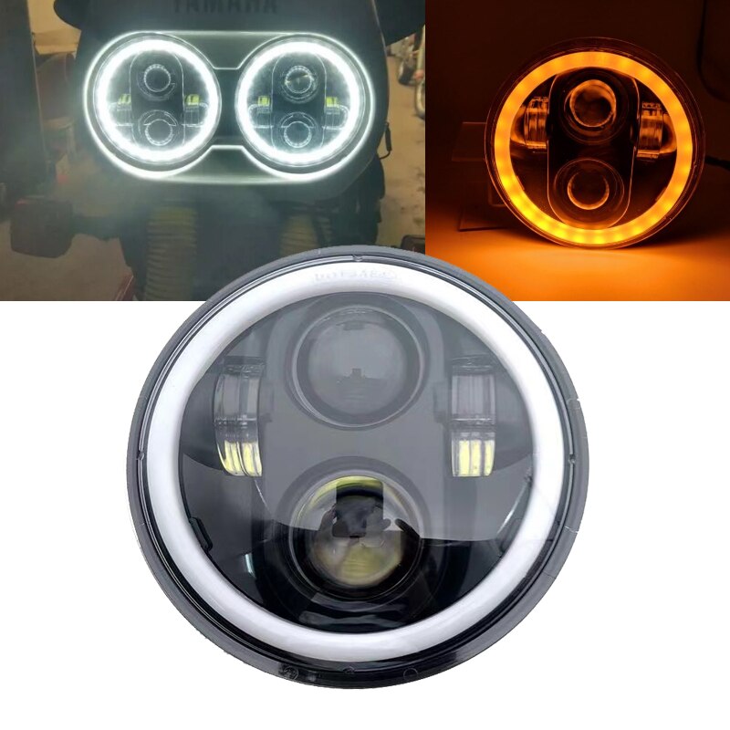 5.75&quot; inch LED Projector Headlight with Halo Angel Eyes White DRL Lights for Honda Shadow Aero Phantom VLX 600 750 VT 1100