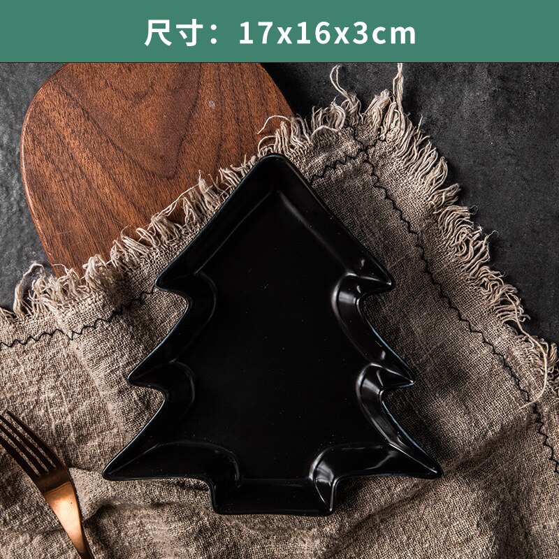 Christmas Tree Plate Ceramic Tableware Profiled Matte Breakfast Fruit Salad Dessert Western Plate Restaurant Kitchen Tableware: G-small