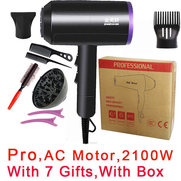 2000W Salon Hair Dryer 2 in 1 &Cold Air Brush Hair Dryers Hair Blow Dryer Strong Wind Dryer: Black with Box