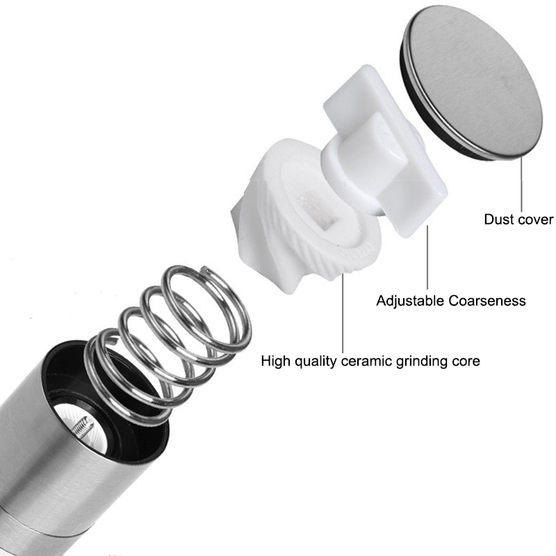 Salt and Pepper Grinder 2 in 1 Manual Stainless Steel Salt Pepper Mills with Adjustable Ceramic Grinding Spice Mill Kitchen Tool