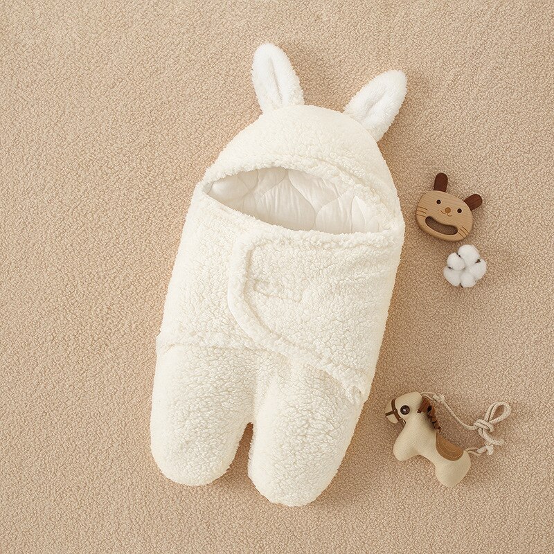 Baby Decke Babie Wrap Swaddle Schal Kaninchen Ohren Decke Anzug Warme Neugeborene Kleidung Baumwolle Schlafsack Bio Swadding Schal: White / 3-6M