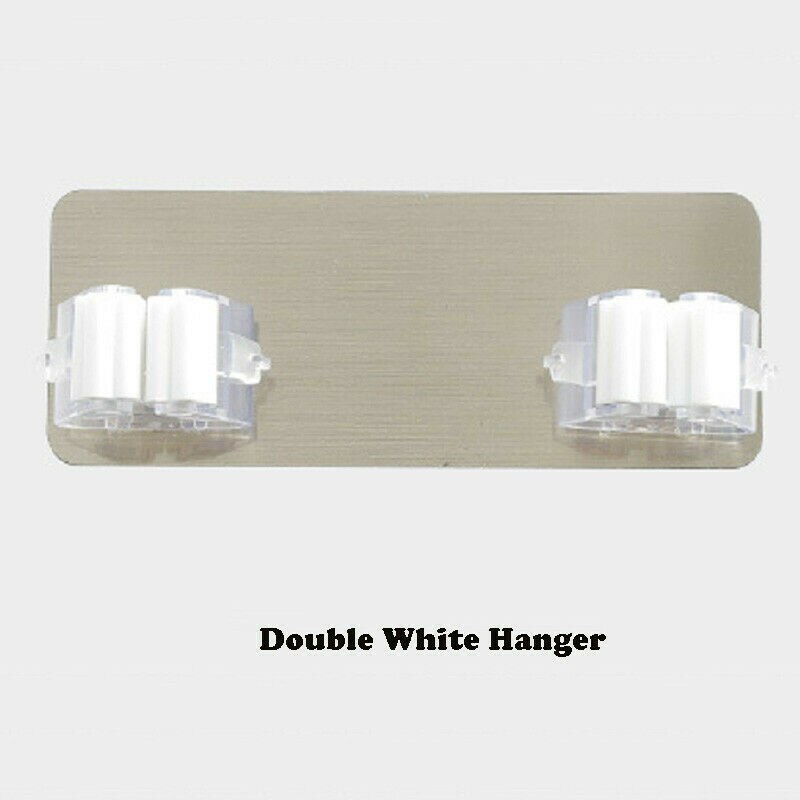 Magical Wall Mounted Mop Organizer Holder Brush Broom Hanger Storage Rack for crochet pour balais murales: Double White