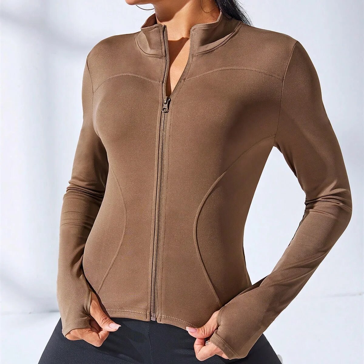 Yoga Coat Short Sports Jacket WOMEN'S Fitness Clothes Slimming Body Sculpting Zipper Yoga Jacket