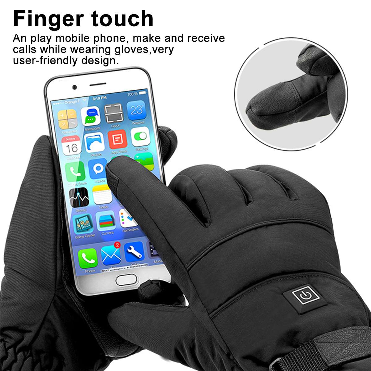 1 par de guantes de calefacción con caja de batería (pilas no incluidas) con pilas resistentes al agua para guantes de esquí y ciclismo de motocicleta
