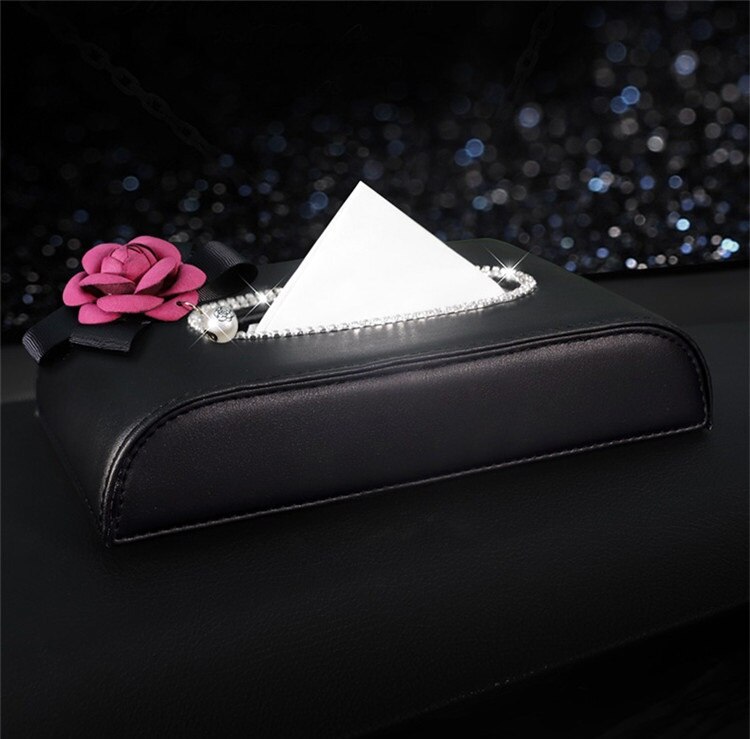 Caja de pañales para Interior de coche, accesorios de decoración de diamantes de cristal, 1 Uds.: flower
