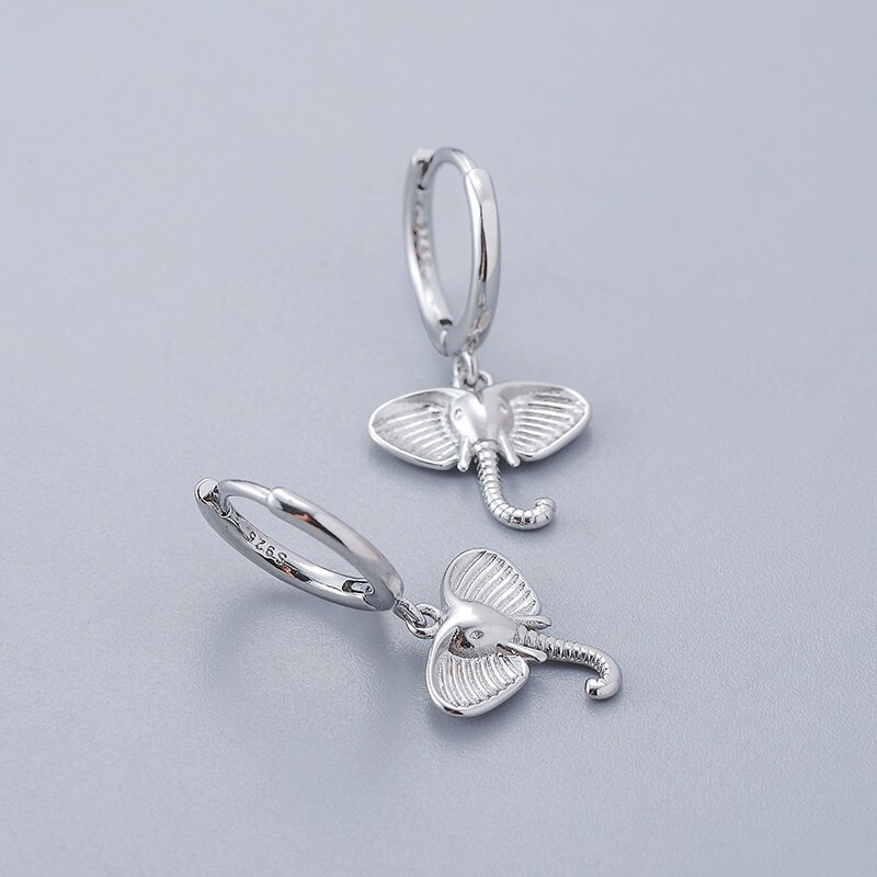 Zilver Kleur Olifant Hoepel Oorbellen Vrouwelijke Eenvoudige Leuke Etnische Stijl Sieraden: Silver
