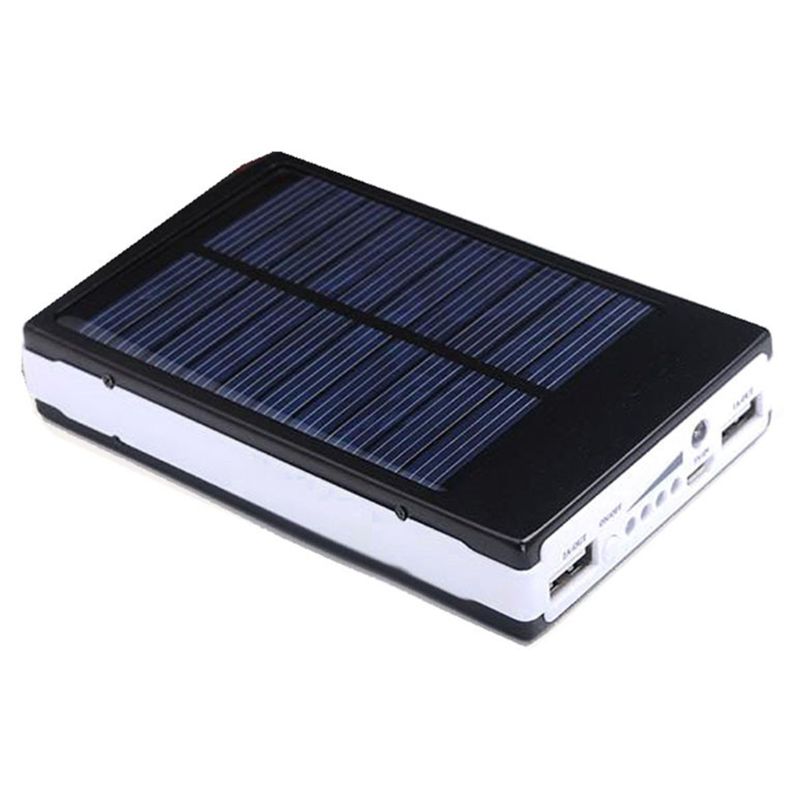 scatola DIY potenza Banca - 10000mAh - Supporto 5x Batterie 18650 - Uscita 5V 1A/2.1A - Caricatore Solare: Nero