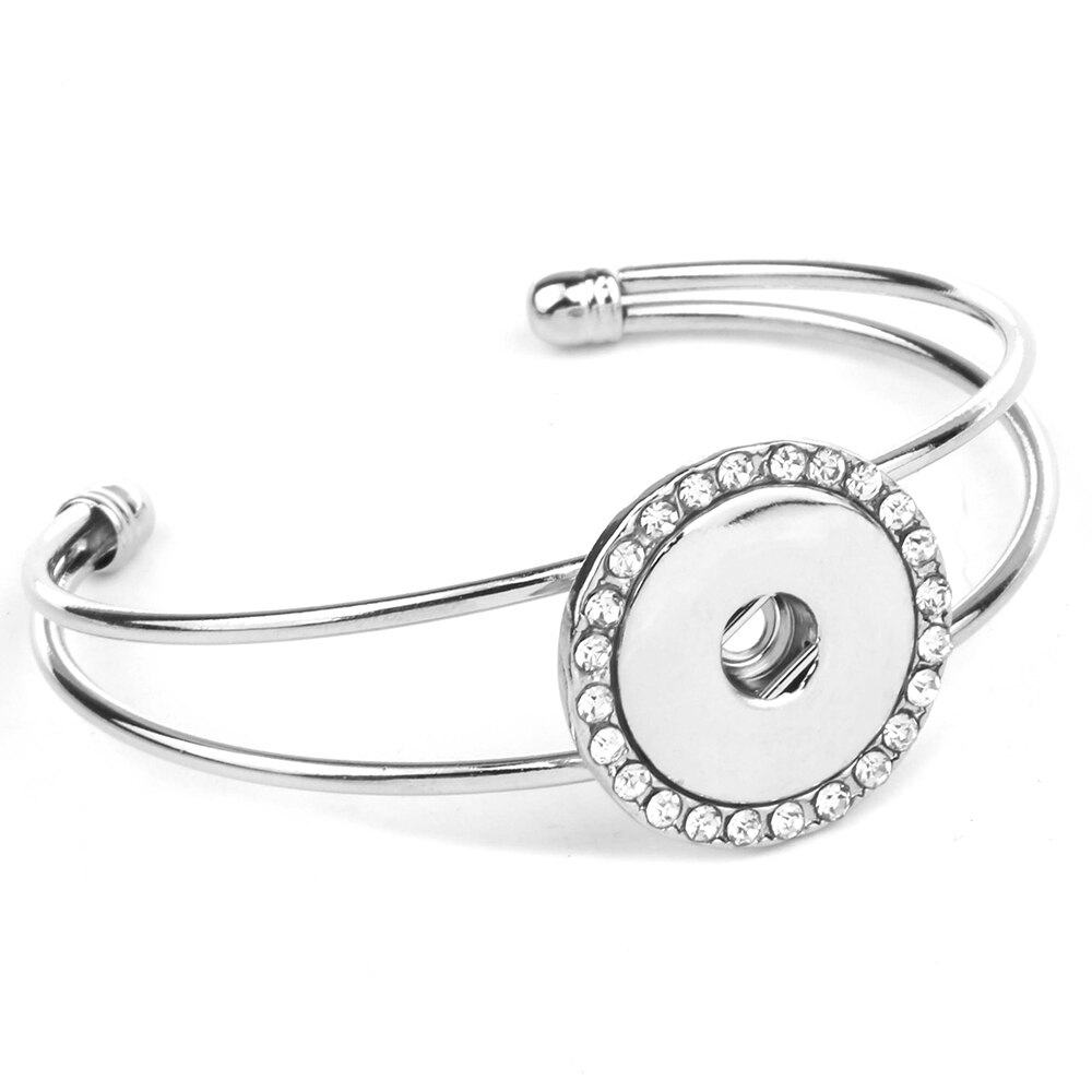 Snap Button Bracelet Cuff Bangle 20mm 18mm Metal Silver plated Snap Bracelet Fit Snaps Buttons Interchangeable Jewelry: 12
