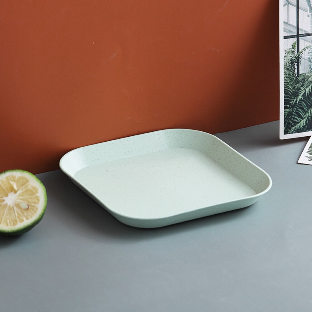 Multifunction Cutlery Set Plate Plastic Plate Spit Bone Snack Cake Dessert Candy Plate Dining Table Trash Plate Slag Plate: Green-Shallow plate