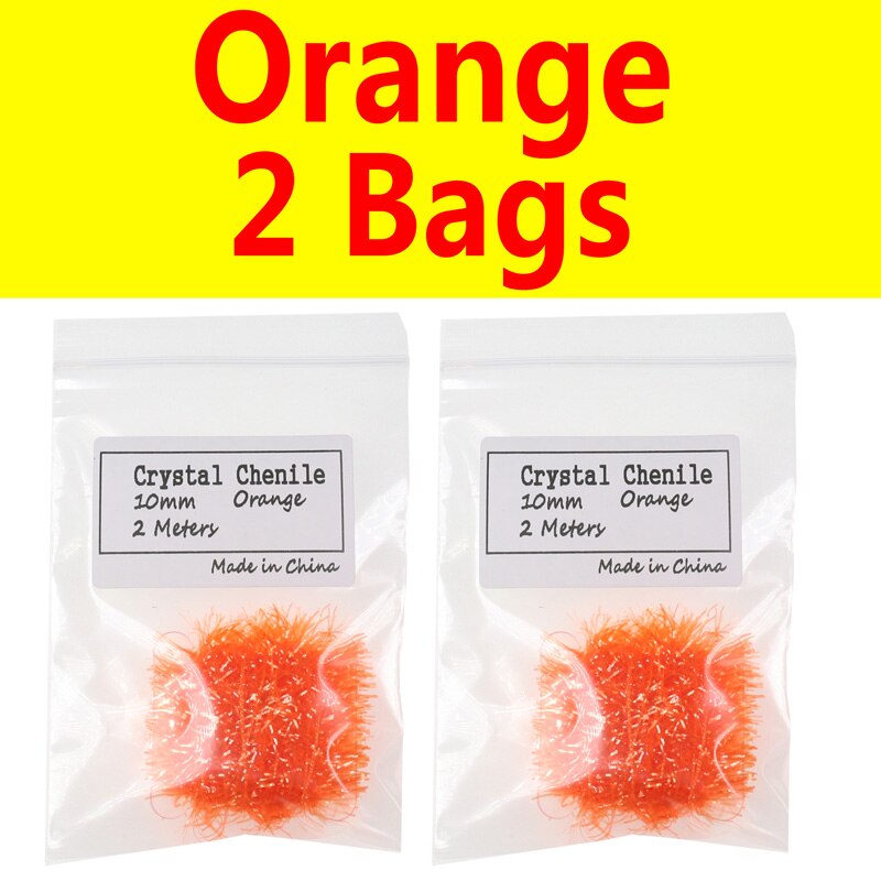 Bimoo 2 Bags 10mm Wide Crystal Flash Tinsel Hackle Flash for Fly Tying Streamer Egg Fly Salmon Fly Trout Salmon Lures: FL Orange 2 Bags