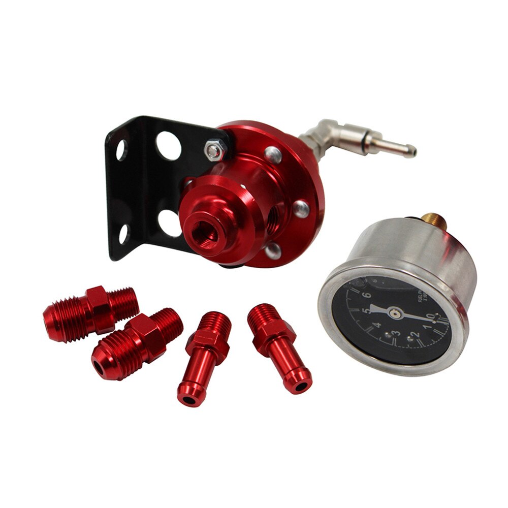 Regolatore di pressione del carburante regolabile universale tipo Tomei con manometro originale e istruzioni consegna rapida: rosso