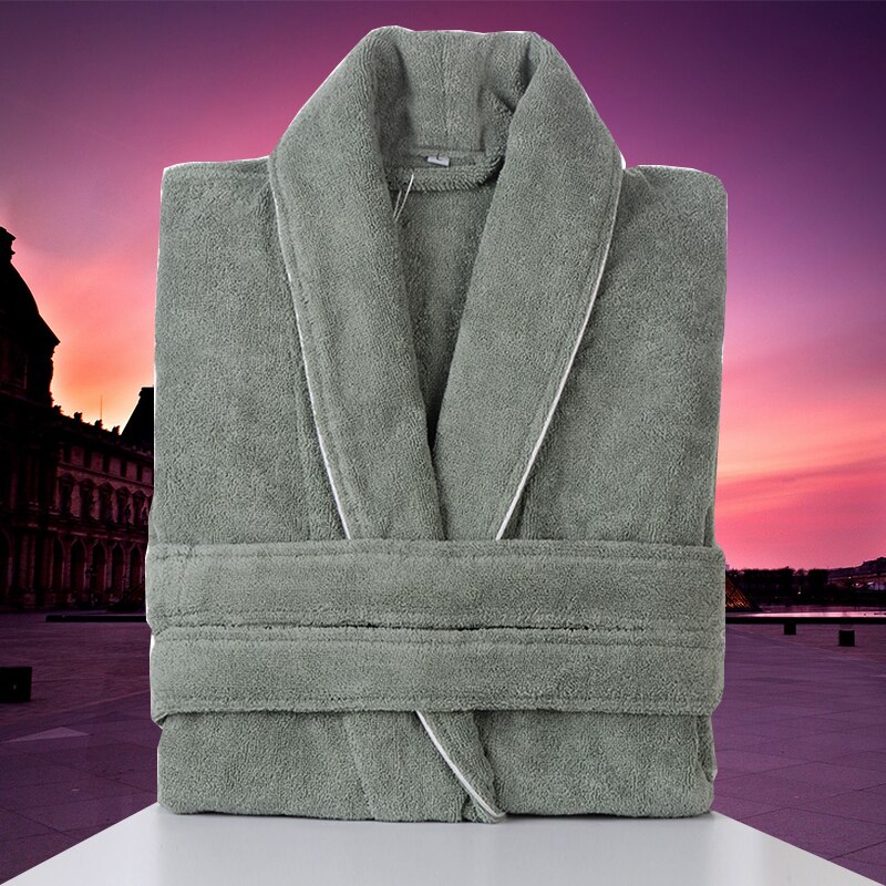 Mænd luksus badekåbe 100%  bomuld lang badekåbe kimono badekåbe mandlige morgenkåbe badjas elskere nattøj peignoir homme