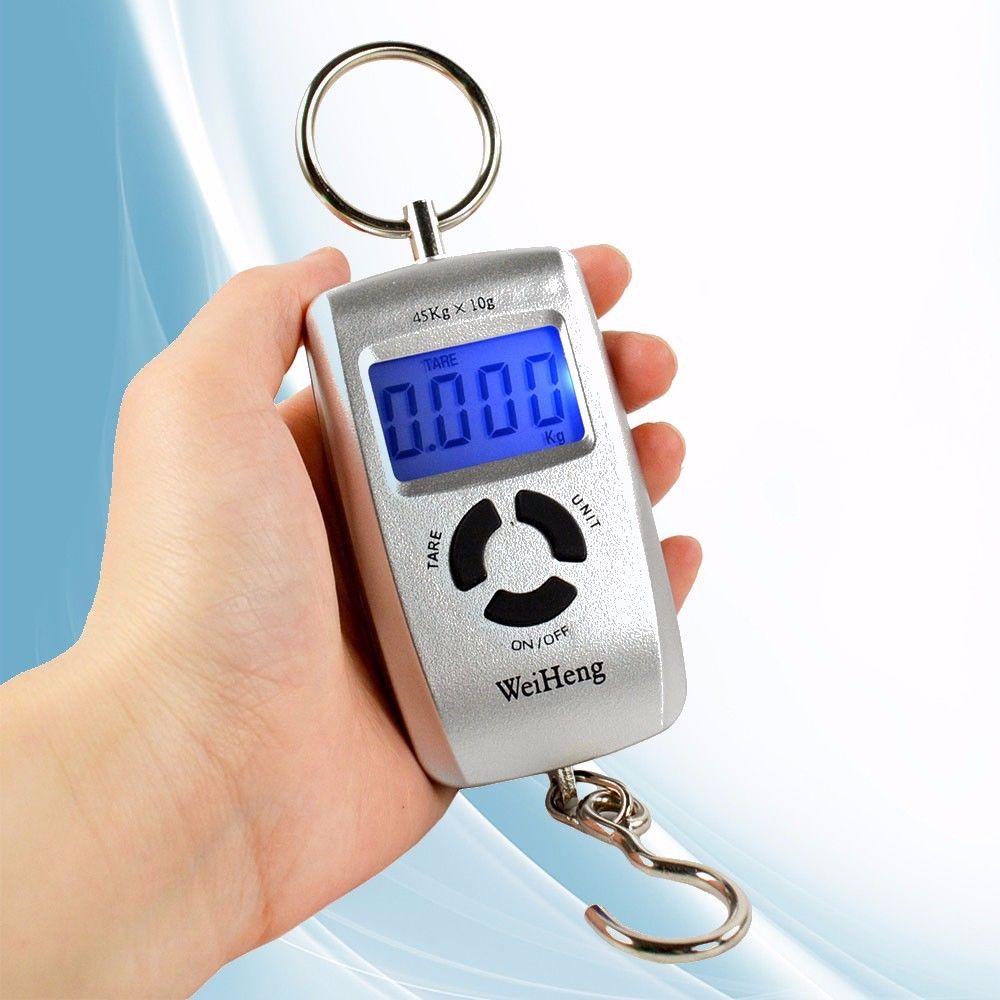 Mini báscula colgante portátil para maleta de viaje, balanza de peso, peso electrónico, gancho de pescado, peso de 45Kg/5g